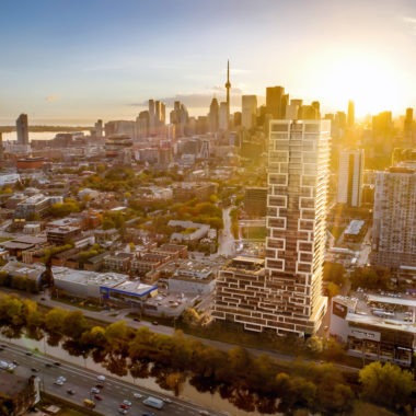 Building view of the River & Fifth Toronto Condominiums