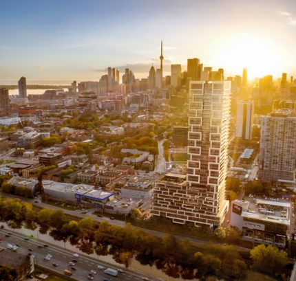 Building view of the River & Fifth Toronto Condominiums